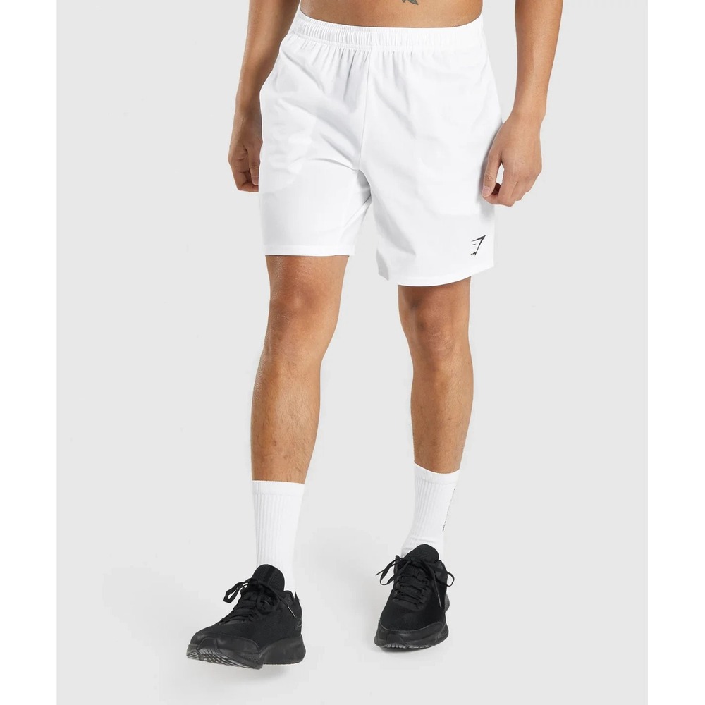 Gymshark Shorts Mens Medium Slim Fit White Arrival 7" Linerless‎ Gym Running NEW